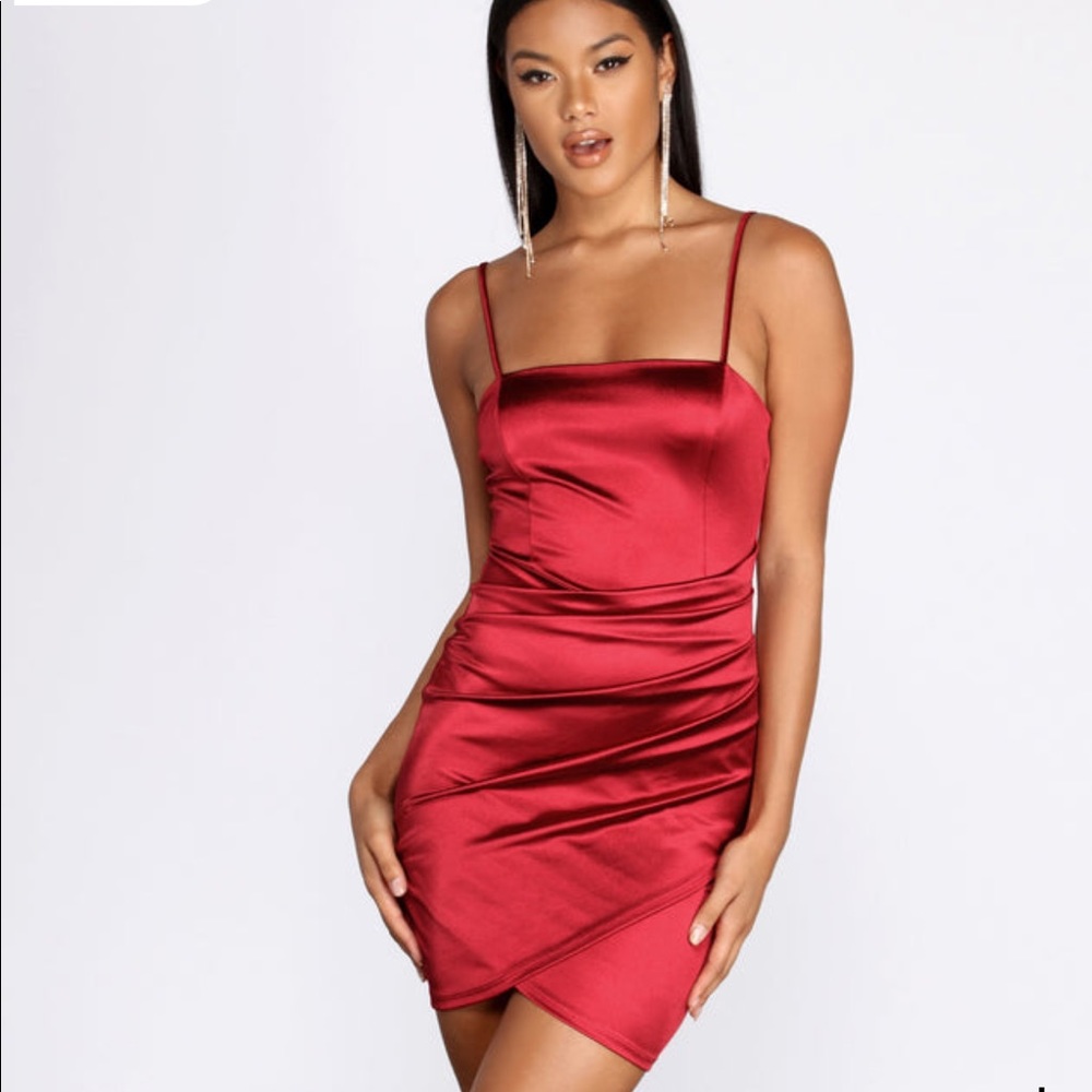 Windsor Wrapped in Stylish Satin Mini Dress